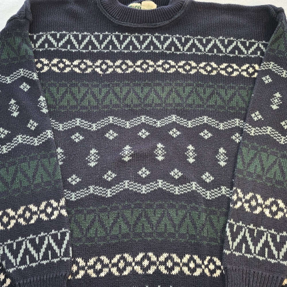 Vintage 90s TT&CO Sport Geometric Sweater Men's Large Made in Canada 100% Cotton